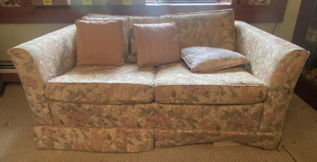 Floral Skirted Two-Seater Couch, 59" x 33" x 2'