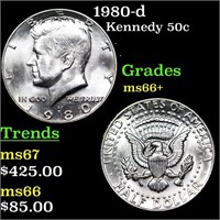 1980-d Kennedy Half Dollar 50c Grades GEM++ Unc