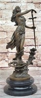 Signed Lady of Justice Bronze Sculpture Statue