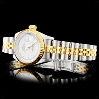 Roman Ivory Ladies Rolex YG/SS DateJust Watch