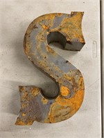 S, three dimensional handmade metal letter