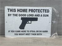 THIS HOME PROTECTED METAL SIGN NEW