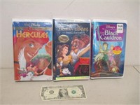 3 Sealed Disney VHS Movies Hercules, Beauty &