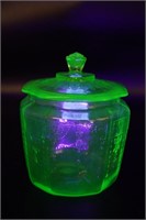 Green Depression Princess Cookie Jar w/Lid