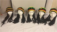 5 Rega Jamaican Hats w/ Dreads Mens or Women