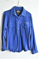 HARLEY DAVIDSON Blue Cotton Long Sleeve Shirt-XL