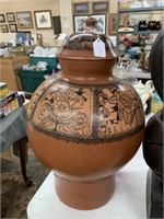 Hand Painted Jardiniere with Base and Lid