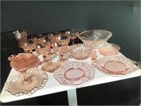 (23) Pink Depression Glass Bowls,Stemware,Candy