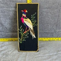 Vintage (1957) Bird, real Feathers, Wall Hanging