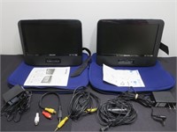 *2 Philips 9" Portable Headrest DVD Players Model