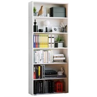 E1115   6 Tier 70in Tall Bookshelves White