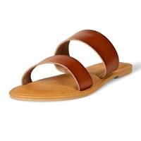 Essentials Women's Two Band Sandal, Tan, 8