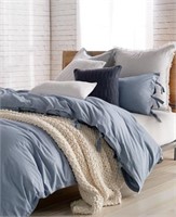 (2) Dkny Pure Stripe Blue Twin Duvet Cover Bedding