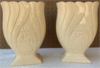 804 - 2 STUNNING PORCELAIN VASES 9"H