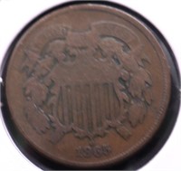 1865 TWO CENT PIECE VG