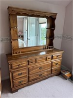 LONG MIRRORED DRESSER - 58X17X31" MIRROR 39X48"