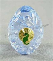 Waterford Crystal Blue Egg Paperweight Marked