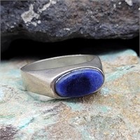 925 SILVER BLUE STONE  RING SZ 8