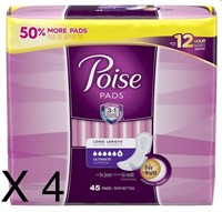 1 Lot: (4) Poise Incontinence Pads, Long, 45