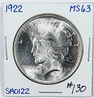 1922  Peace Dollar   MS-63