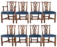 Chippendale Style Fruitwood Dining Chairs, 8