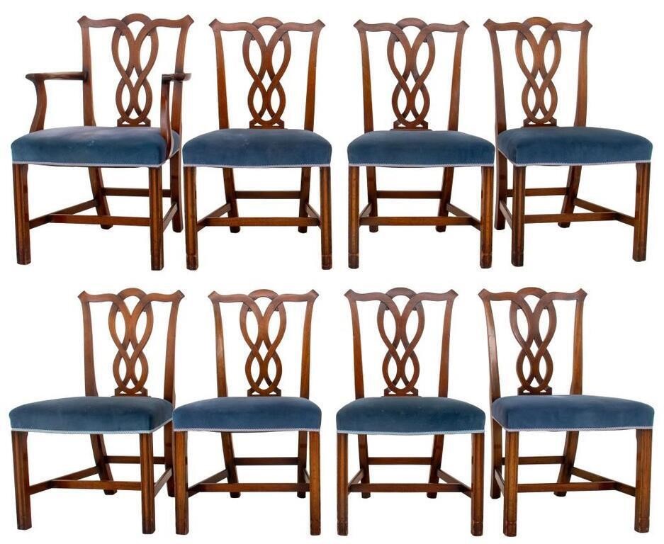 Chippendale Style Fruitwood Dining Chairs, 8