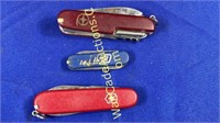 Mixed Swiss Army Knives Lot Of 3