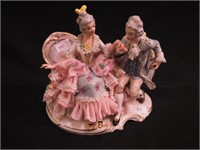 6" Dresden double figurine of people in period