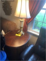 Oval side table & lamp
