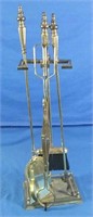 Four piece Metal Fireplace accessories & stand