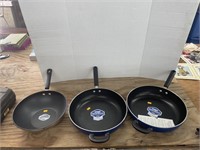 3 new silverstone frying pans