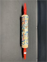 Vtg. new rolling pin red handles 18"long