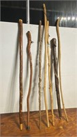 7 pcs. Hand Carved Walking Sticks