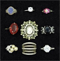 9 FASHION RINGS ALL SIZE 7