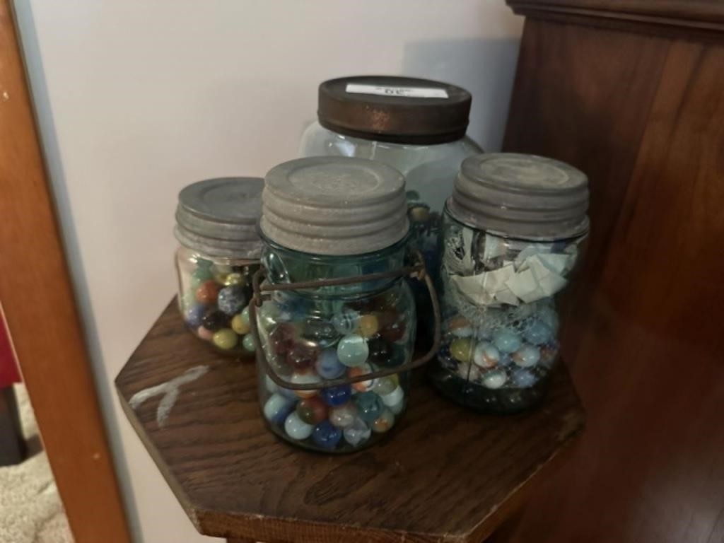 4 Jars of Assorted Marbles