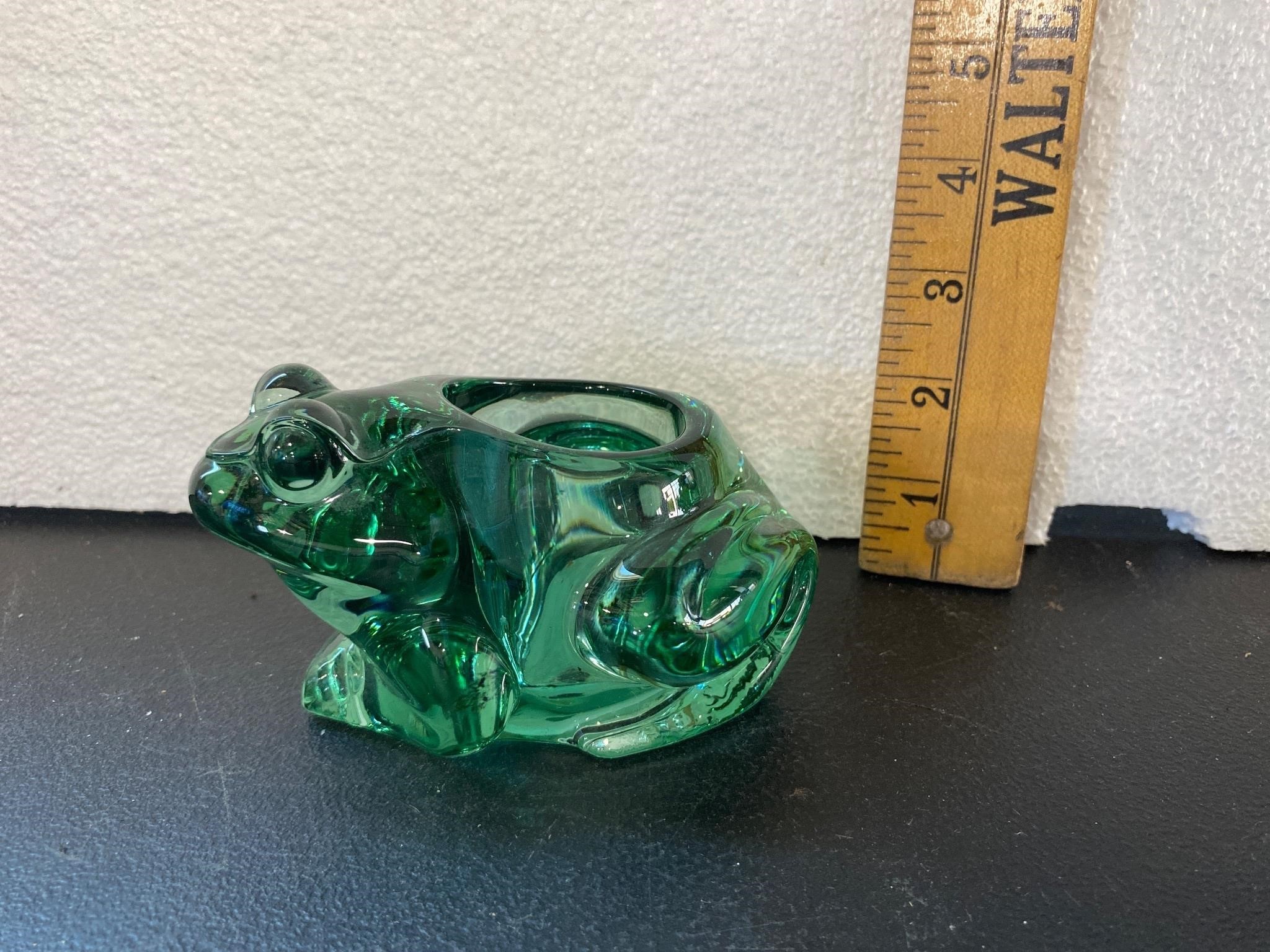 Heavy Glass Frog Candle Holder