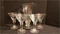 Vintage Glass Pitcher & Cocktail Glasses