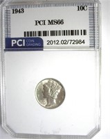 1943 Dime PCI MS66