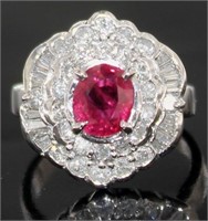 Platinum 2.56 ct GIA Natural Ruby & Diamond Ring