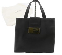 GUCCI GG Black Leather Hand Bag