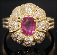 18kt Gold 1.50 ct GIA Ruby & Diamond Ring