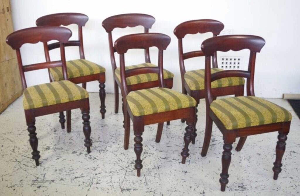 Set 6 antique cedar dining chairs