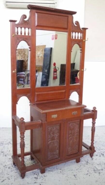 Antique style mahogany hall stand