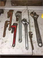 (7) PIPE & ADJUSTABLE WRENCHES