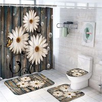 4Pcs Floral Butterfly Bathroom Set