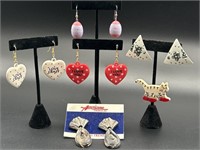 Costume Jewelry Earrings & Cat Pin