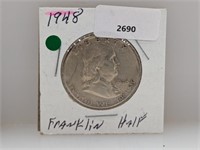 1948 90% Silver Franklin Half $1 Dollar