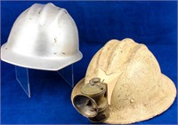2 Antique Bullard Hard Boiled Miners Helmets Hats