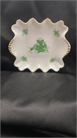 Herend Chinese Bouquet Green, Small Tray with Pear