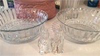 Pair of Vintage Glass Serving Bowls, Lion Salt
